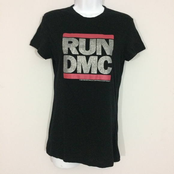 RUN DMC Tops - RUN DMC Womens L Fitted Silver Glitter T-shirt
